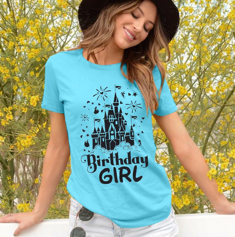 Birthday Shirt Women Magical Tshirt Cute Birthday Party Shirts Magic Kingdom Short Sleeve Tee Top Grey