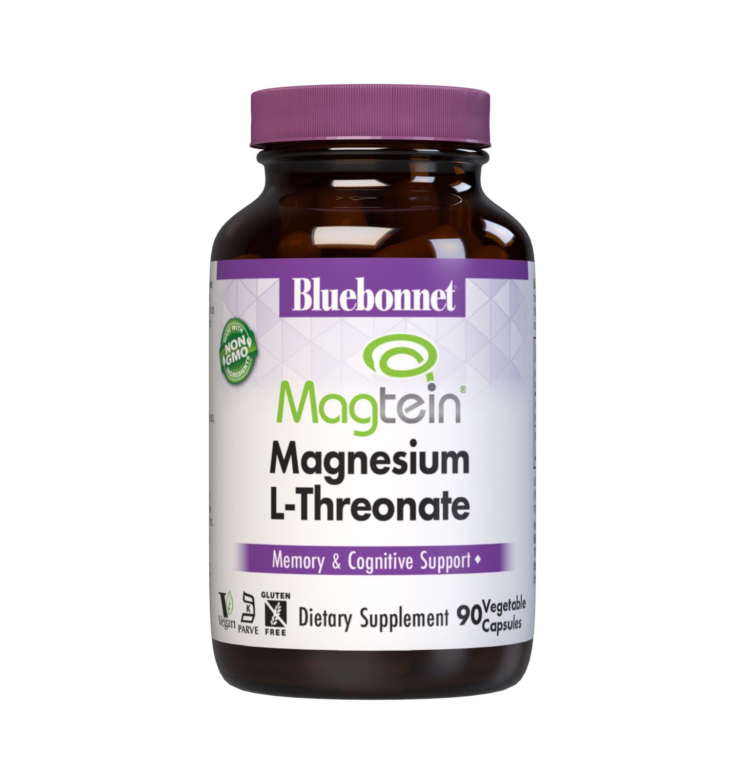 Bluebonnet Nutrition Magnesium L-Threonate, Memory & Cognitive Support*, Non-GMO, Vegan, Kosher Certified, Gluten-Free, Soy-Free, 90 Vegetable Capsules, 30 Servings