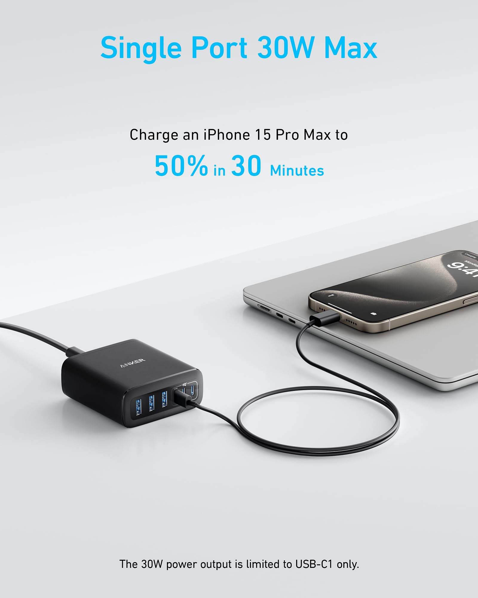 Anker Desktop Charger, Fast Charging USB C Charger, 112W Max 6-Port Charging Station, for iPhone, iPad, MacBook, Samsung and More (Cable Not Included)