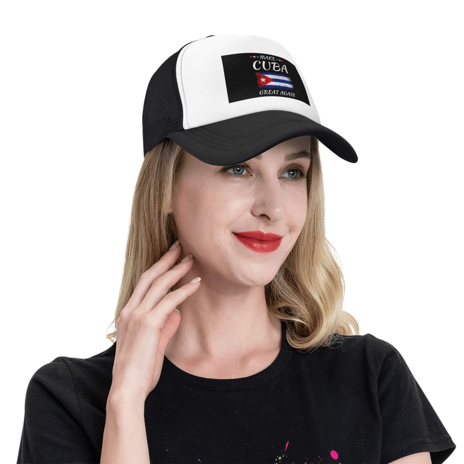 Make Cuba Great Again Adjustable Breathable Mesh Trucker Baseball Cap Unisex8 Black