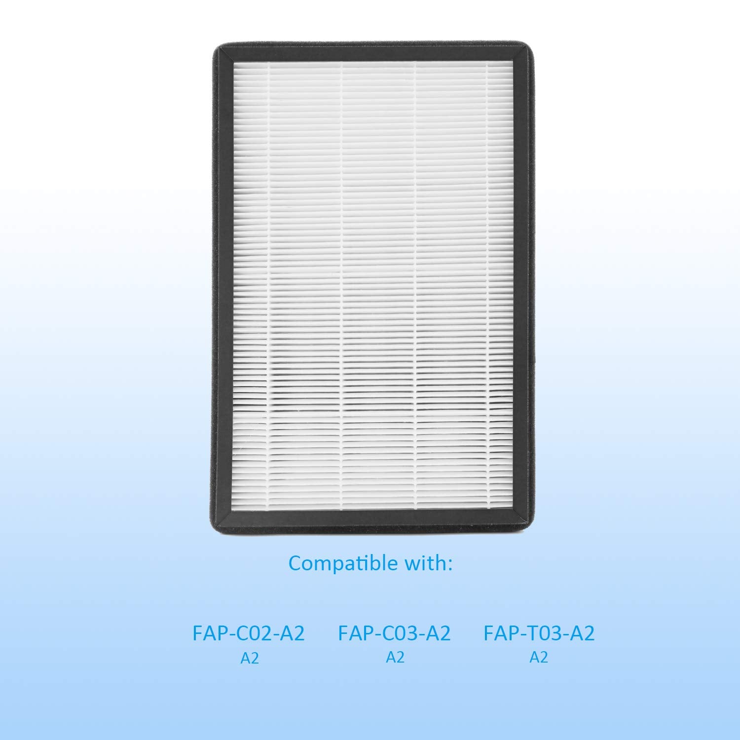 A2 Size H13 True HEPA Replacement Filter, Compatible with Filtrete Room Air Purifier Devices FAP-C02-A2, FAP-C03-A2, FAP-T03-A2, Part # 1150101, 2 HEPA + 2 Carbon pre-filters, 2 Pack