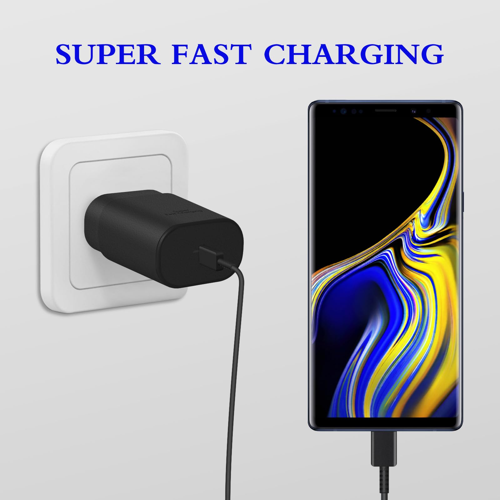 Type C Charger, 2-Pack 25W Type C Super Fast Charging Block with 6ft USB C Charger Cable Compatible with Galaxy S23 Ultra/S23+/S22/S21/S20/Phone 16/16 Plus/16 Pro Max/15/15 Pro Max/15 Plus-Black