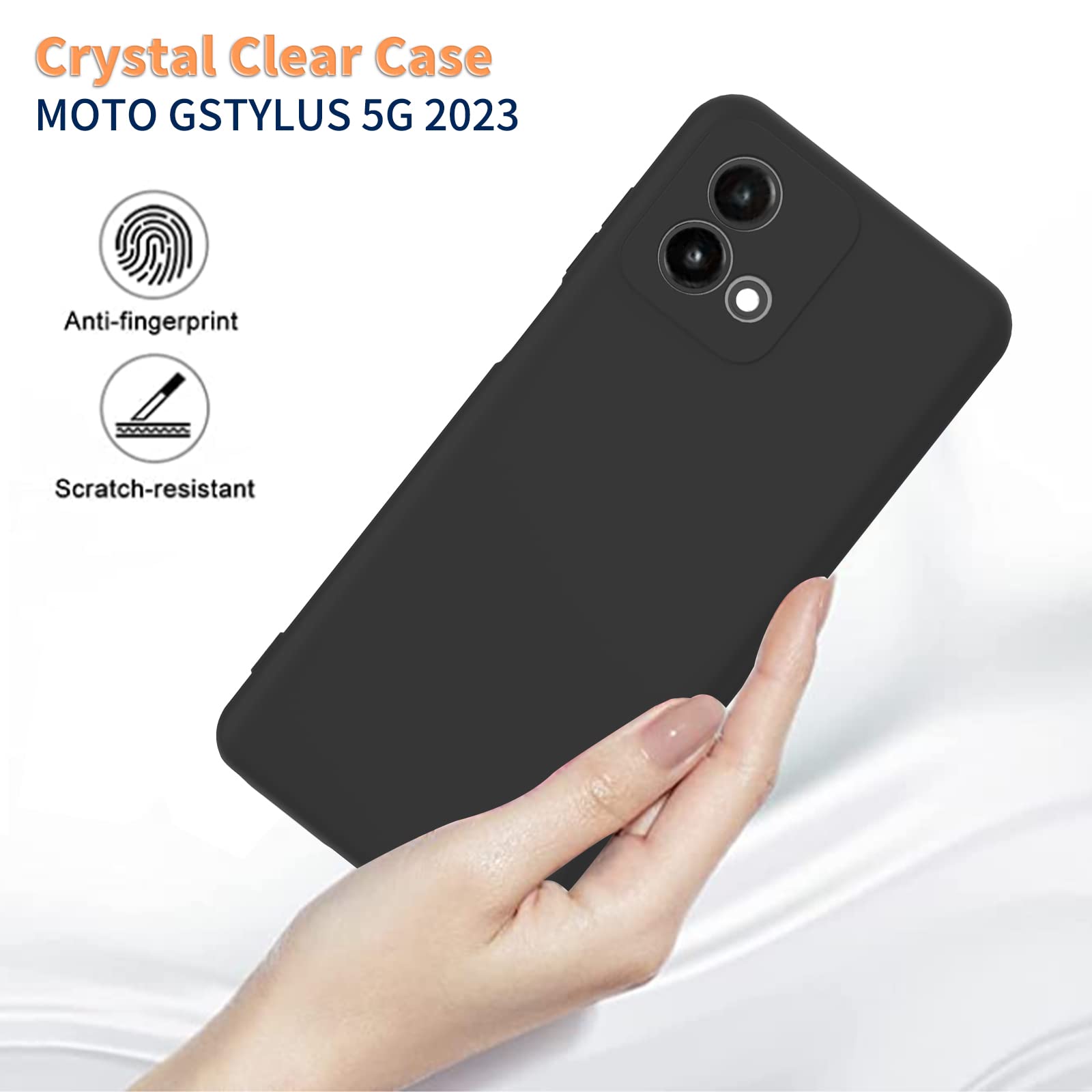 for Moto G Stylus 5G 2023 Case, Motorola G Stylus 5G 2023 Case for Soft Liquid Silicone Protective and Anti-Scratch Microfiber Lining Shockproof Compatible with Moto G Stylus 5G 2023 Case,Black