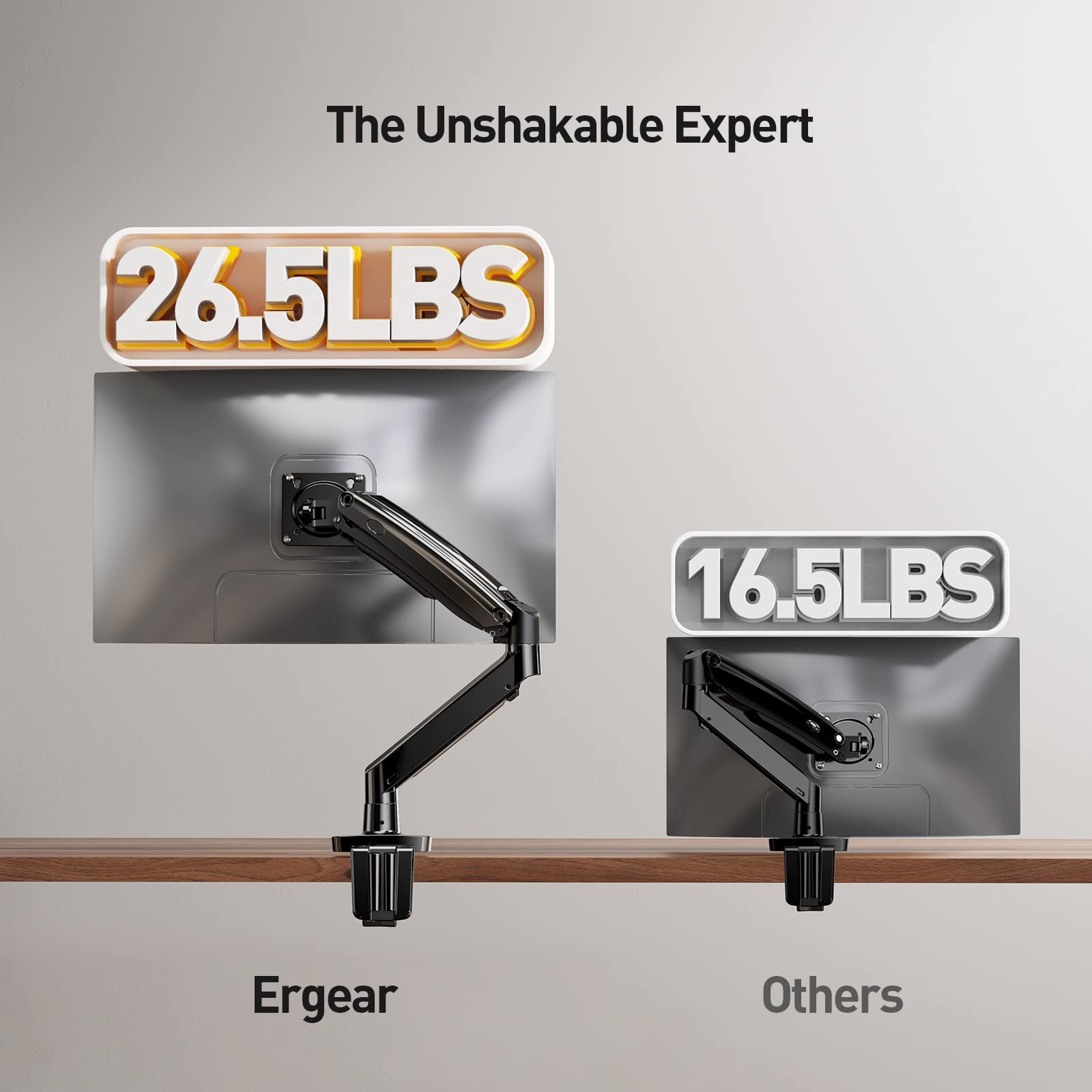 ErGear Single Monitor Mount for 13 to 35 inches Ultrawide Screens, Holds 26.4lbs, Gas Spring Single Monitor Arm, Single Monitor Stand with Swivel, Tilt, Rotation for Home and Office, VESA 75/100mm