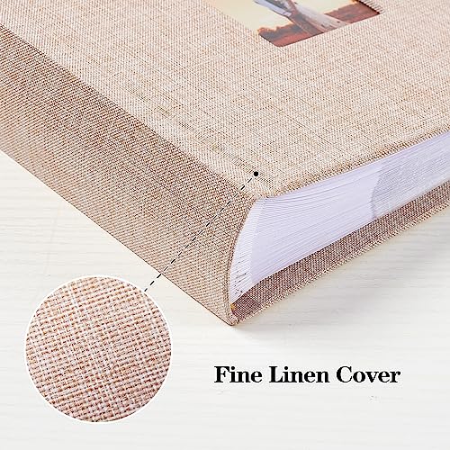 Mublalbum Small 4x6 Photo Album Linen Cover with Memo Areas Photobook Pictures Book Holds Vertical Pockets for Wedding Family Baby and Vacation (Beige)