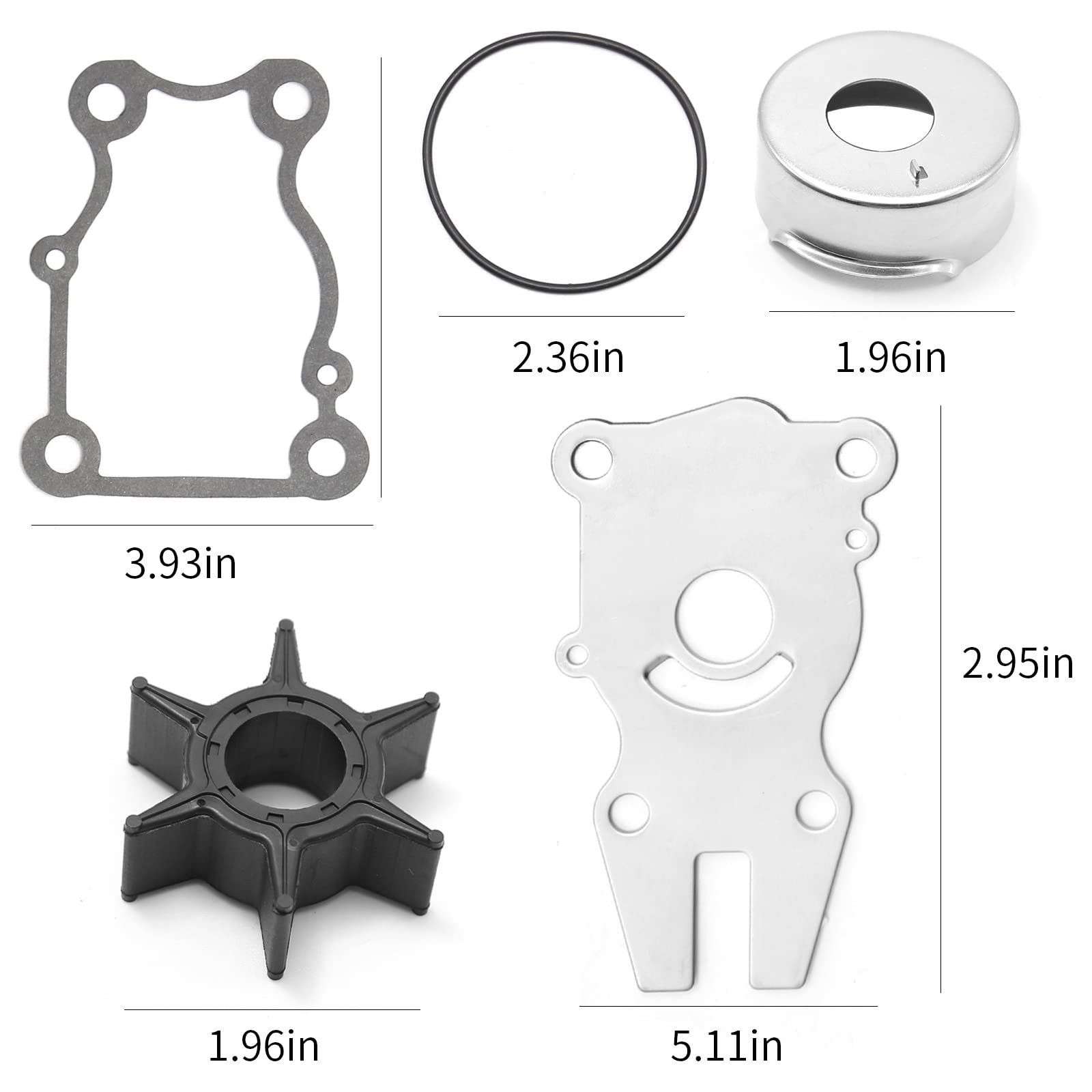 Water Pump Impeller Replacement Outboard engine rubber impeller repair kit for Yamaha F50 F40 F60 Rebuild Kit 63D-W0078-01-00