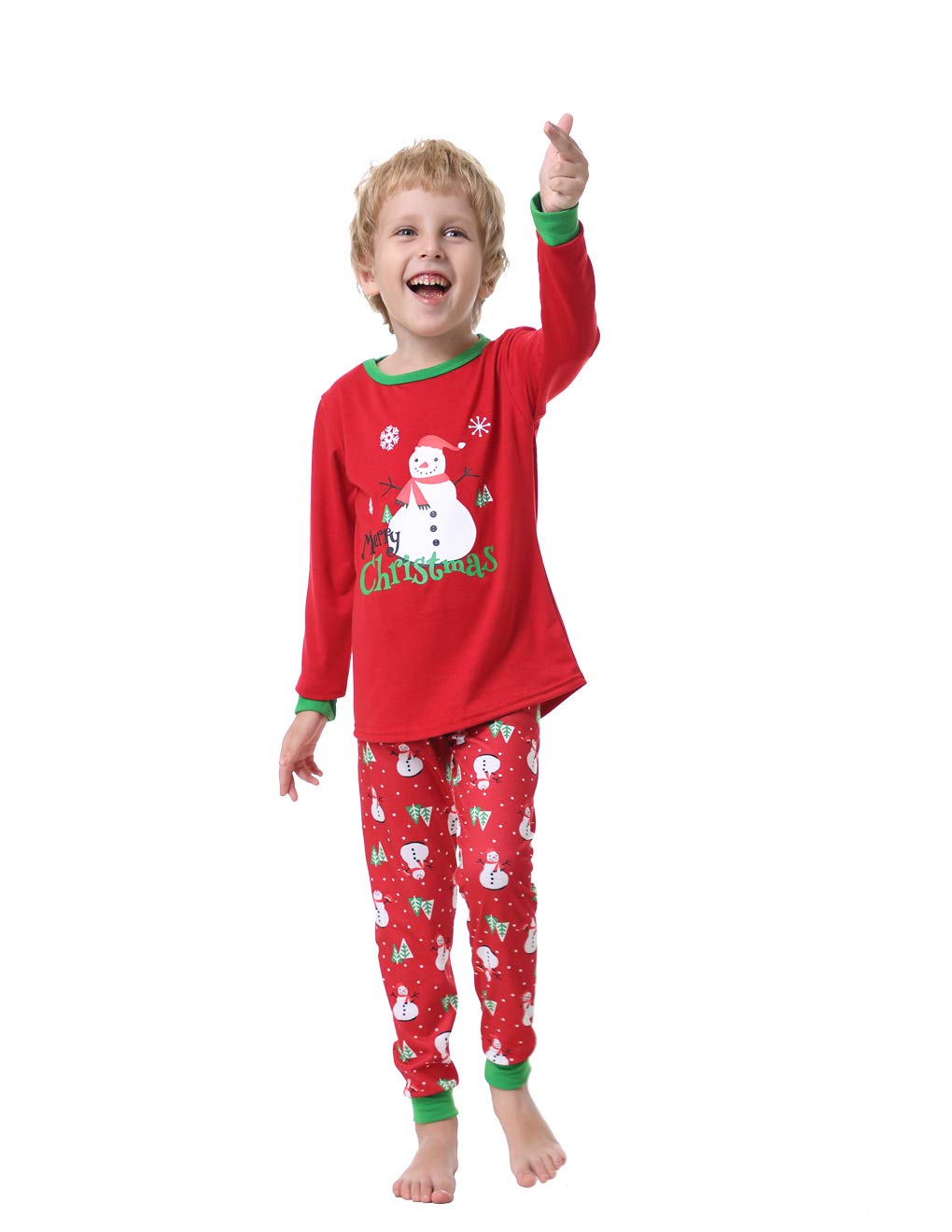 YIJIU Christmas Matching Family Pajamas Boys and Girls Red Xmas Snowman Sleepwear PJS Set,Snowman,Men-M