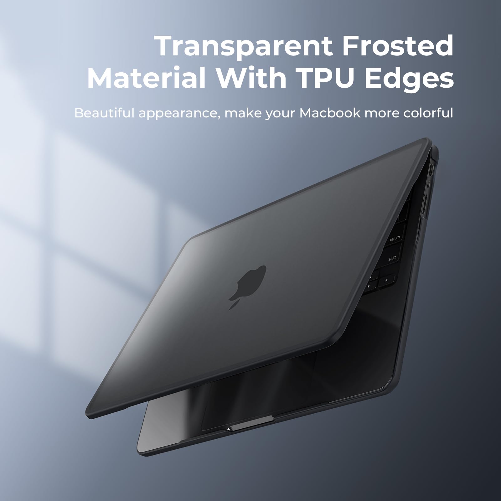 BlueSwan Anti-Cracking Hard Shell Case Compatible with MacBook Pro 14-inch M5 2026 2025-2021 Release M4 M3 M2 M1 Pro/Max Chip, Anti-Fingerprint Soft TPU Bumper, Frosted Black