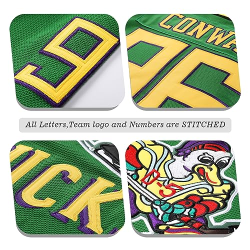 Conway 96 Mighty Ducks Jersey S-XXXL,Movie Ice Hockey Jersey,Broidery Stitched Letters and Numbers Green M