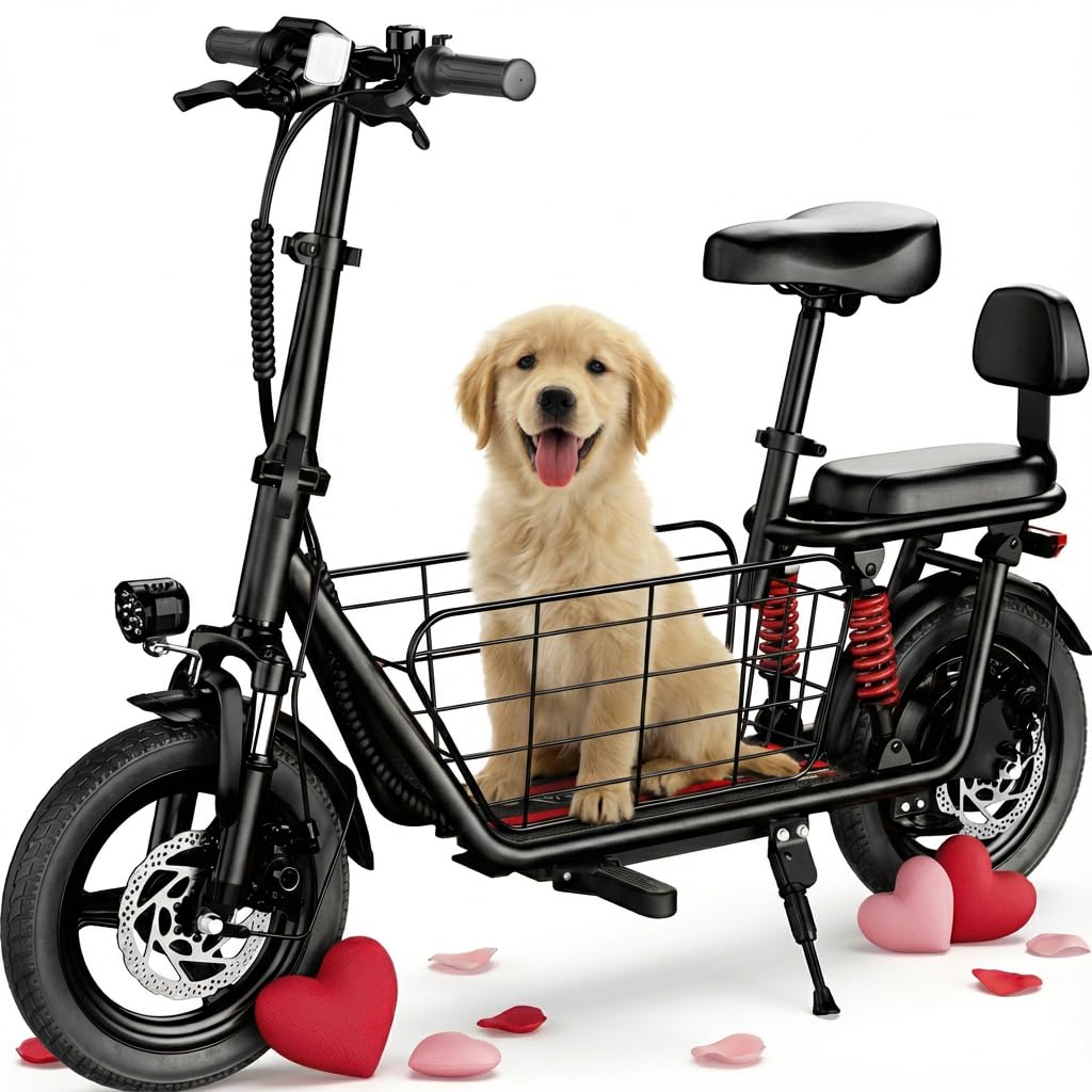 WINDHORSE 850W Peak Electric Scooter with Seat, 20MPH & 25 Miles Range, Dual Shock Absorbing, 3 Gear Speed, 14" Pneumatic Tire, Folding E Scooter for Adults with Basket for Commuting, 330lbs Load