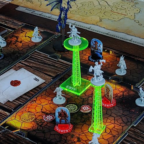 DND Flight Stand Set of 2, Fluorescent Acrylic Combat Tiers and Risers Flying Miniatures Height Platforms, Accessories & Tools for D&D, Warhammer & Tabletop RPGs (Fluorescent Green)