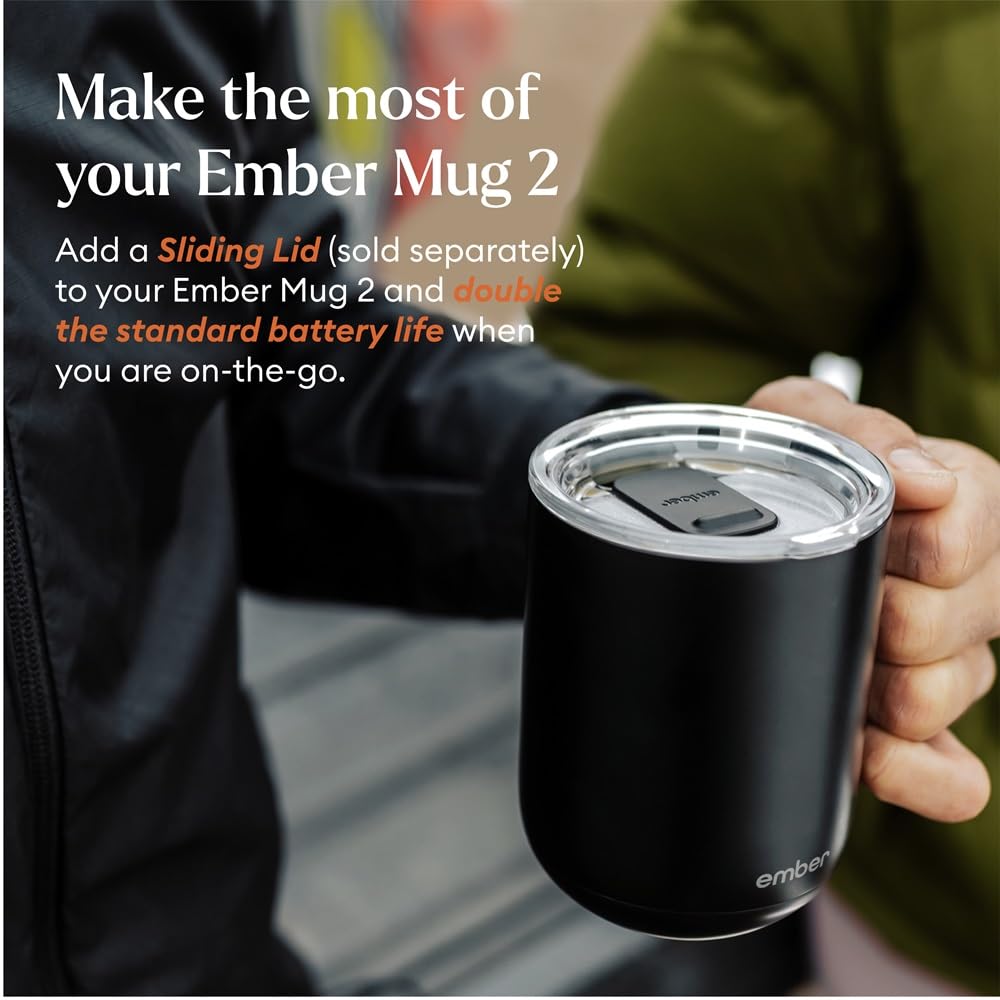 Ember Temperature Control Smart Mug 2, 10 Oz, App-Controlled Heated Coffee Mug with 80 Min Battery Life and Improved Design, Black