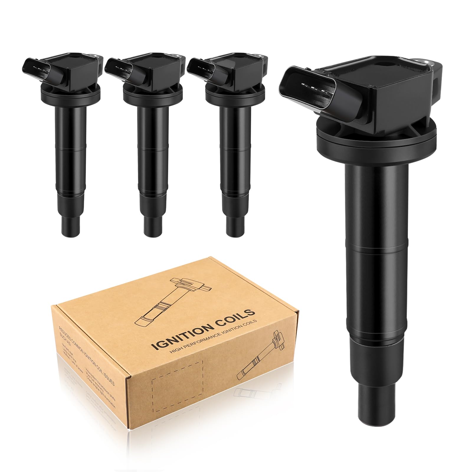 TXROMTZ Automotive Replacement Ignition Coil Pack Set of 4 Compatible with Toyota Camry RAV4 Solara Matrix Highlander Lexus Pontiac Scion HS250h TC 2.4L L4, Replace 90919-02244 UF333 C1330