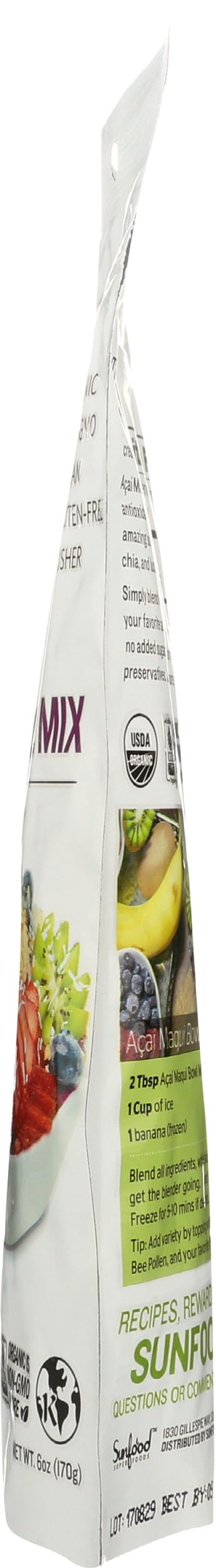 Sunfood Superfoods Organic Acai Maqui Bowl Mix - Acai Powder Organic, Acai Powder for Smoothie Bowles, Maqui Powder Organic, Maqui Berry Extract, Antioxidants & Vitamin C - 6 Oz Bag