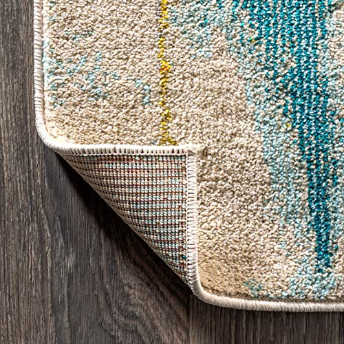 JONATHAN Y Modern Abstract Waterfall Blue/Cream Runner Rug, 2x8, Contemporary POP, Transitional, Easy-Cleaning for Living Room, Bedroom, Kitchen, Pet Friendly, Non-Shedding (CTP100A-28)