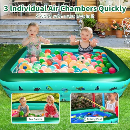 CACSPS Inflatable Swimming Pools, 48" X 35" X 14" Full-Size Inflatable Pool for Kids and Adults, Durable Family Lounge Pool, Kiddie Pool for Backyard, Garden or Indoor (Green)