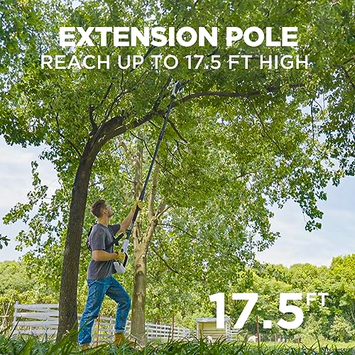 Litheli U20 Pole Saw for Tree Trimming, 8'' Electric Cordless Pole Saws, Battery Tree Trimmer 27.5ft/s Cutting Speed with 2.5Ah Battery for Branch Cutting, Trimming, Pruning