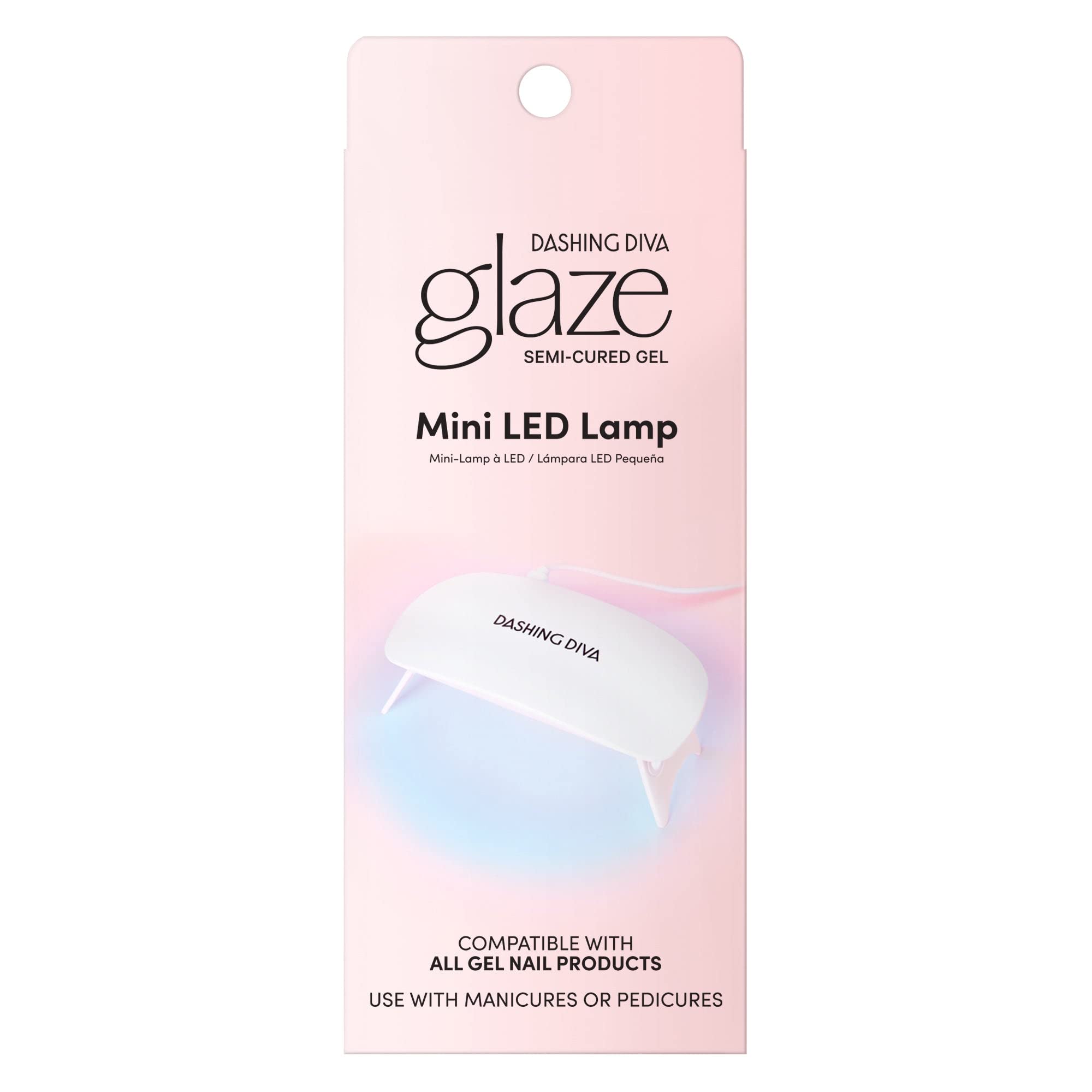 Dashing Diva Mini LED Gel Nail Lamp - Compact and Portable Light for Curing Semicured Nails & All Gel Products - Universal USB LED Lamp Includes USB Cord