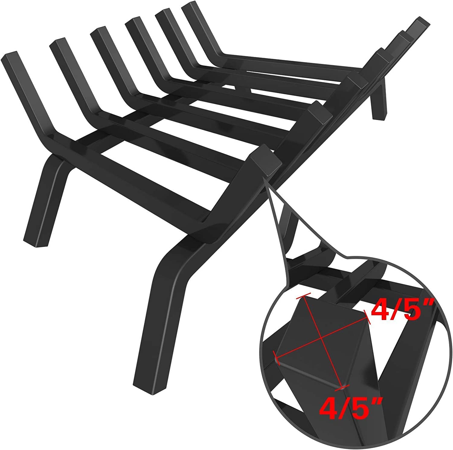 hykolity 24 in. Fireplace Log Grate, Heavy Duty Solid Steel Firewood Burning Fireplace Rack 4/5" Bar Fire Grates