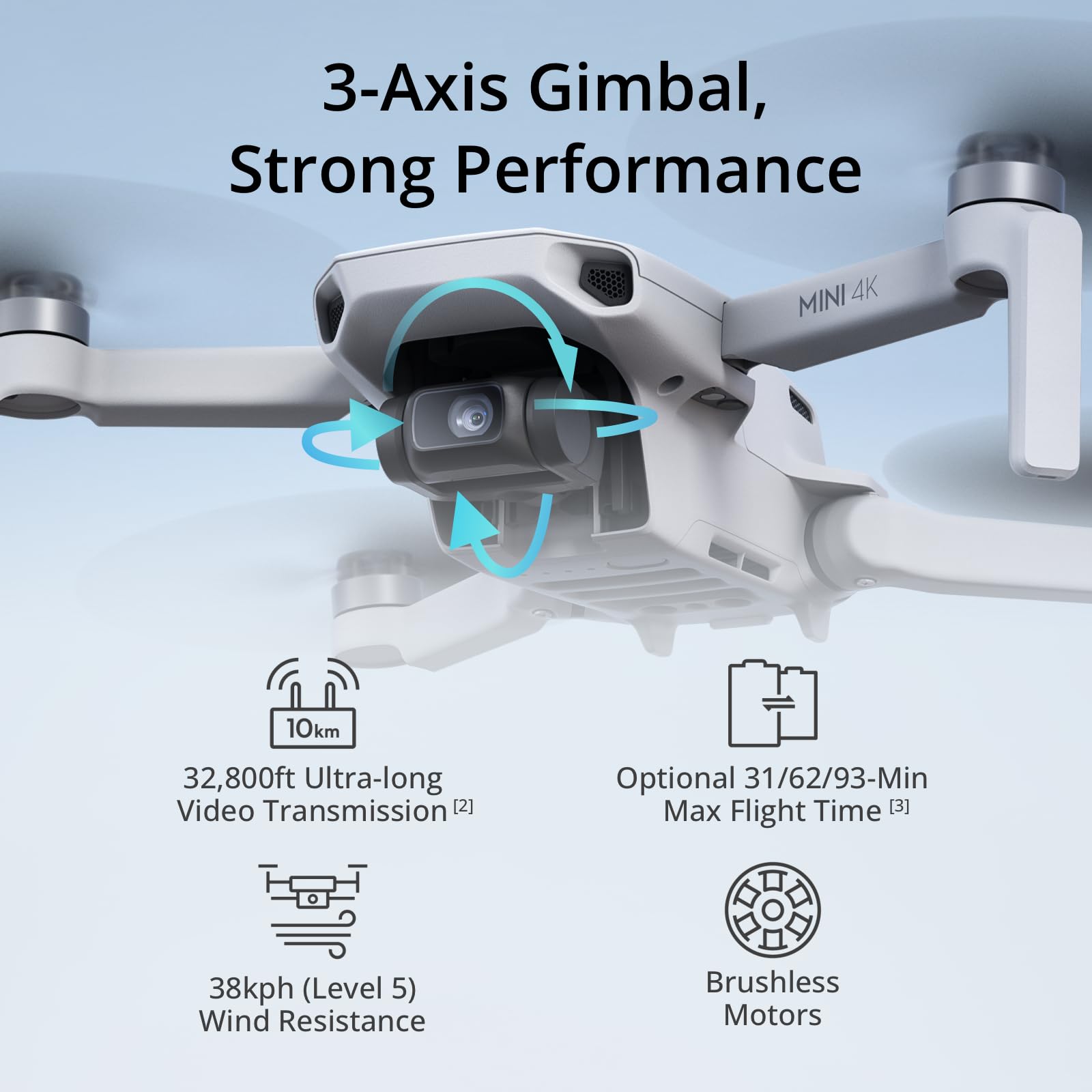 DJI Mini 4K Fly More Combo, Drone with 4K UHD Camera for Adults, Under 249 g, 3-Axis Gimbal Stabilization, 10km Video Transmission, Auto Return, 3 Batteries for 93-Min Max Flight Time, QuickShots