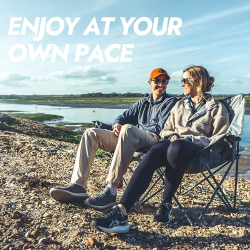 Dowinx Double Camping Chair Portable Folding Outdoor Loveseat with Side Pockets, Lawn Chair Camping Couch for Beach/Outdoor/Patio, Padded Seats & Armrests Supports up to 440lbs, (Blue PRO)