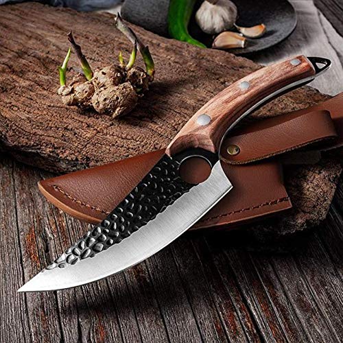 Huusk Japan Knife,Sharp Knife Chefs Knife with Leather Sheath Viking Knife Husk Knife Chef Meat Cleaver, Home Camping or Outdoor