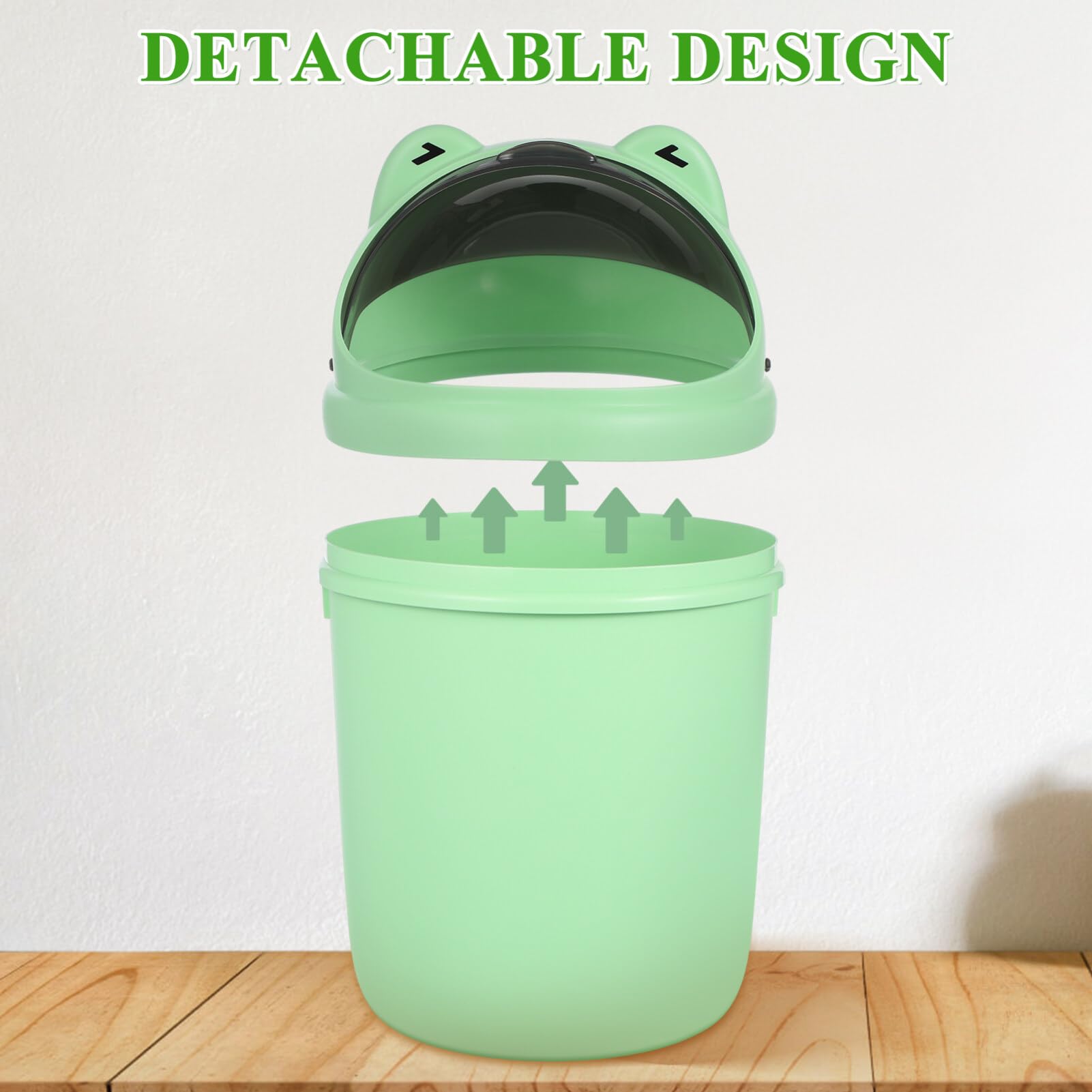 BESTOYARD Mini Frog Trash Can Cartoon Frog Garbage Bin with Lid Plastic Garbage Can for Office Kitchen Bathroom Kitchens Dressing Pail Waste Basket Dorm Toilet Paper Bucket