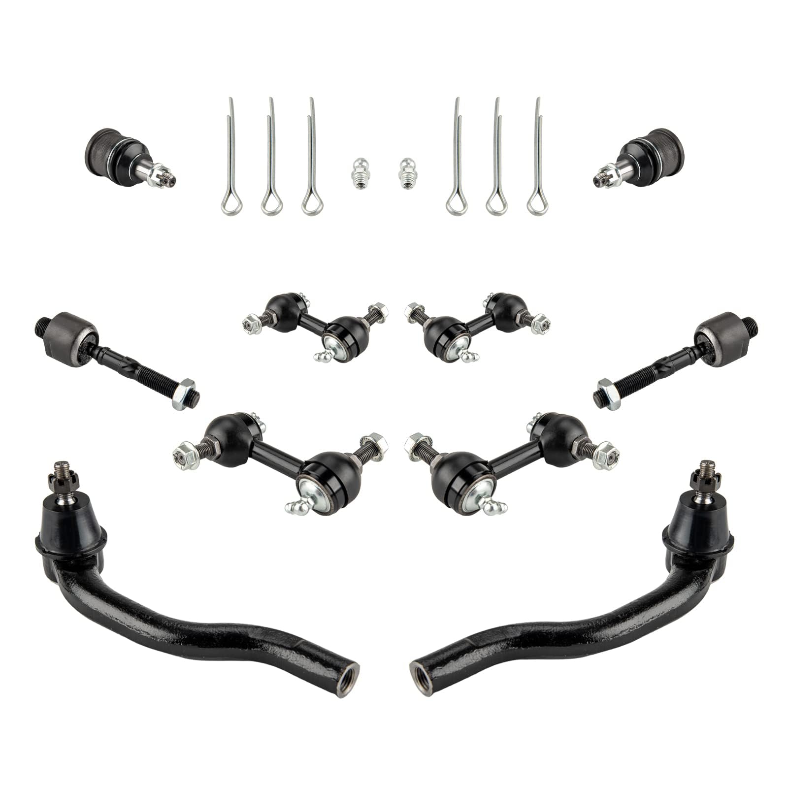 Torchbeam 14Pcs Front Upper Lower Control Arms, Suspension Kit with Ball Joint Tie Rods Sway Bar for TSX 2004-2008, Accord 2003-2007, K620616 K620617 K640289