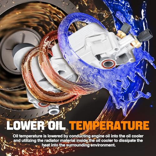 WEILEITE 68310865AB 3.6 Engine Oil Cooler Filter Housing Adapter Compatible With Dodge Journey Charger Challenger Caravan Ram ProMaster Jeep Wrangler Grand Cherokee Chrysler 200 300 2017 2018