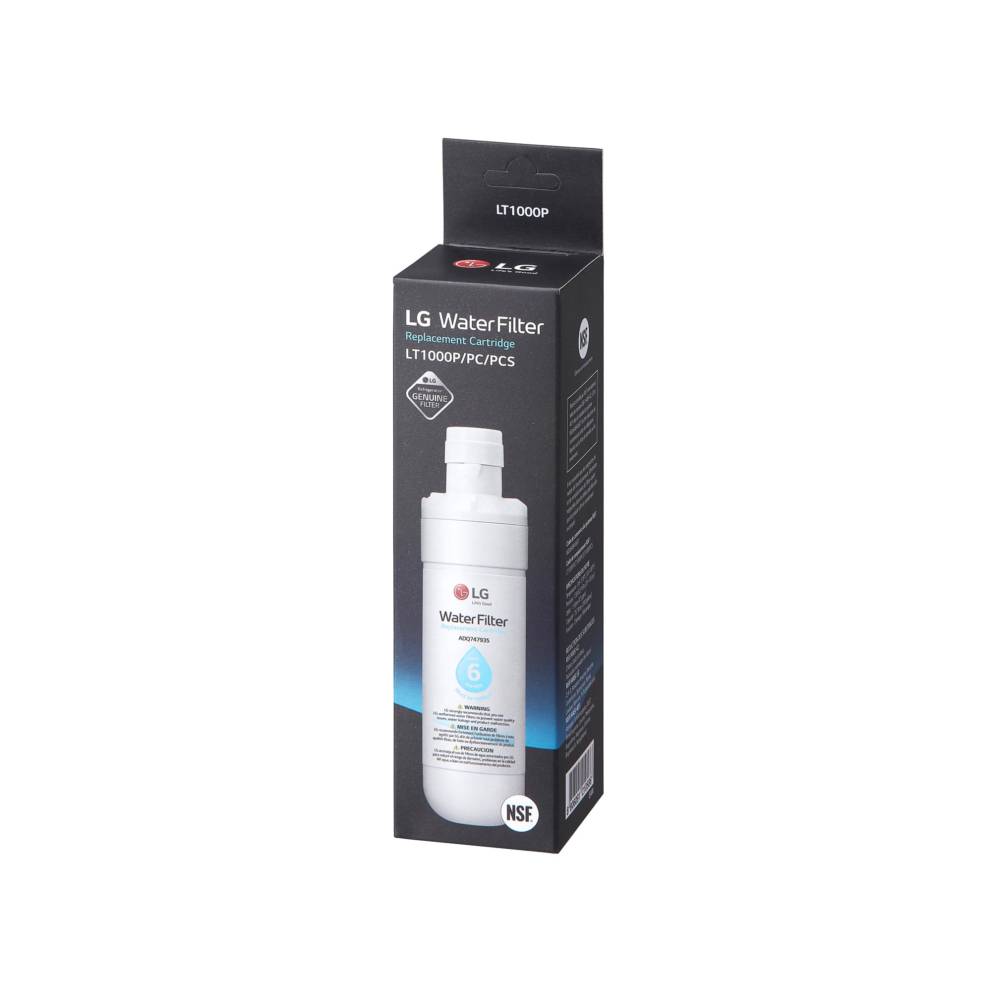 LG LT1000P - 6 Month / 200 Gallon Capacity Replacement Refrigerator Water Filter (NSF42, NSF53, and NSF401) ADQ74793501, ADQ75795105, AGF80300704, or AGF80300705 White