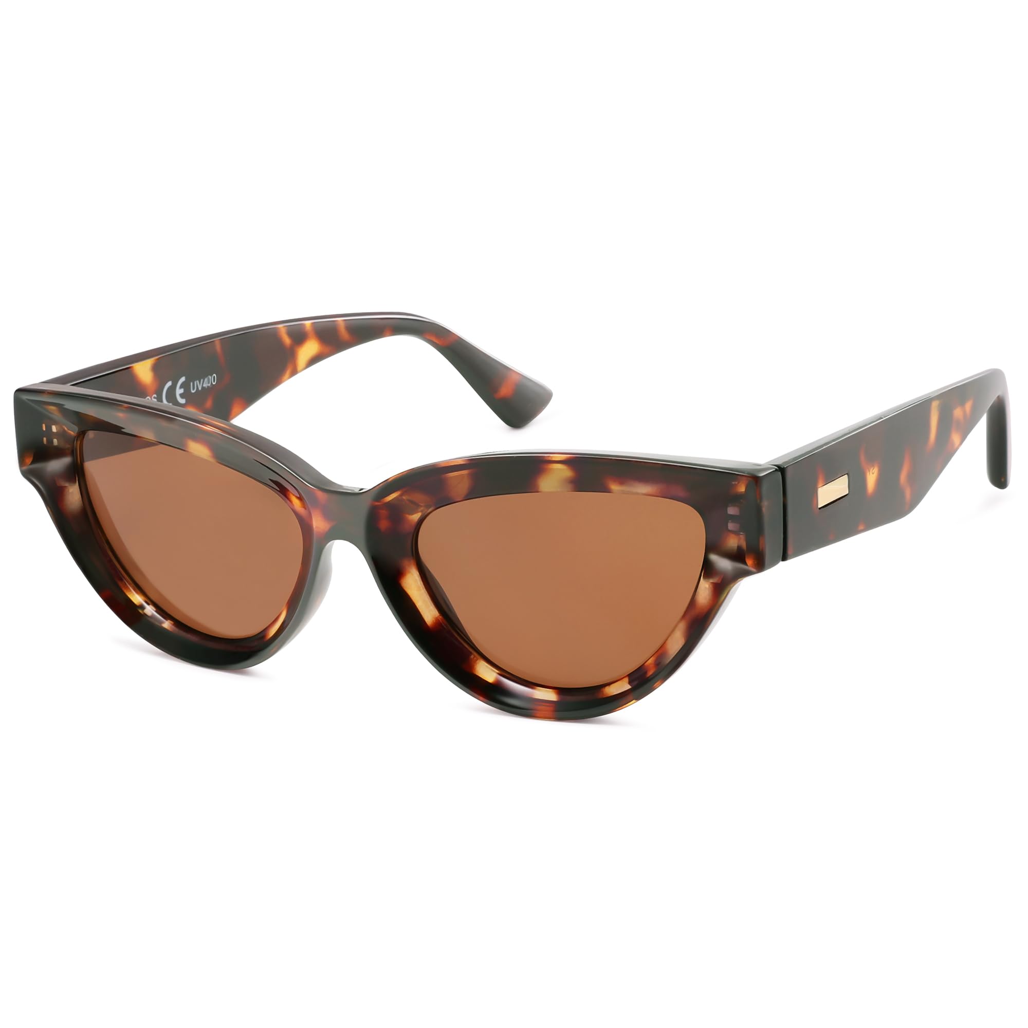 SOJOS Retro Polarized Cat Eye Sunglasses Womens Vintage Shades Trendy Stylish Sunnies SJ2331A with Tortoise/Brown Lens