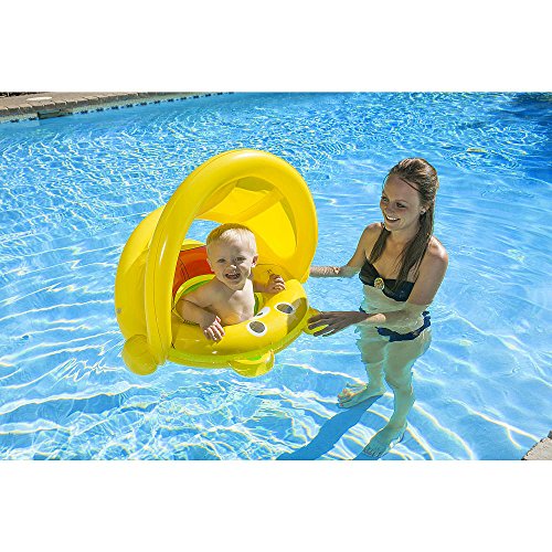 Poolmaster 81542 Learn-to-Swim Swimming Pool Float Baby Rider with Sun Protection, Bear