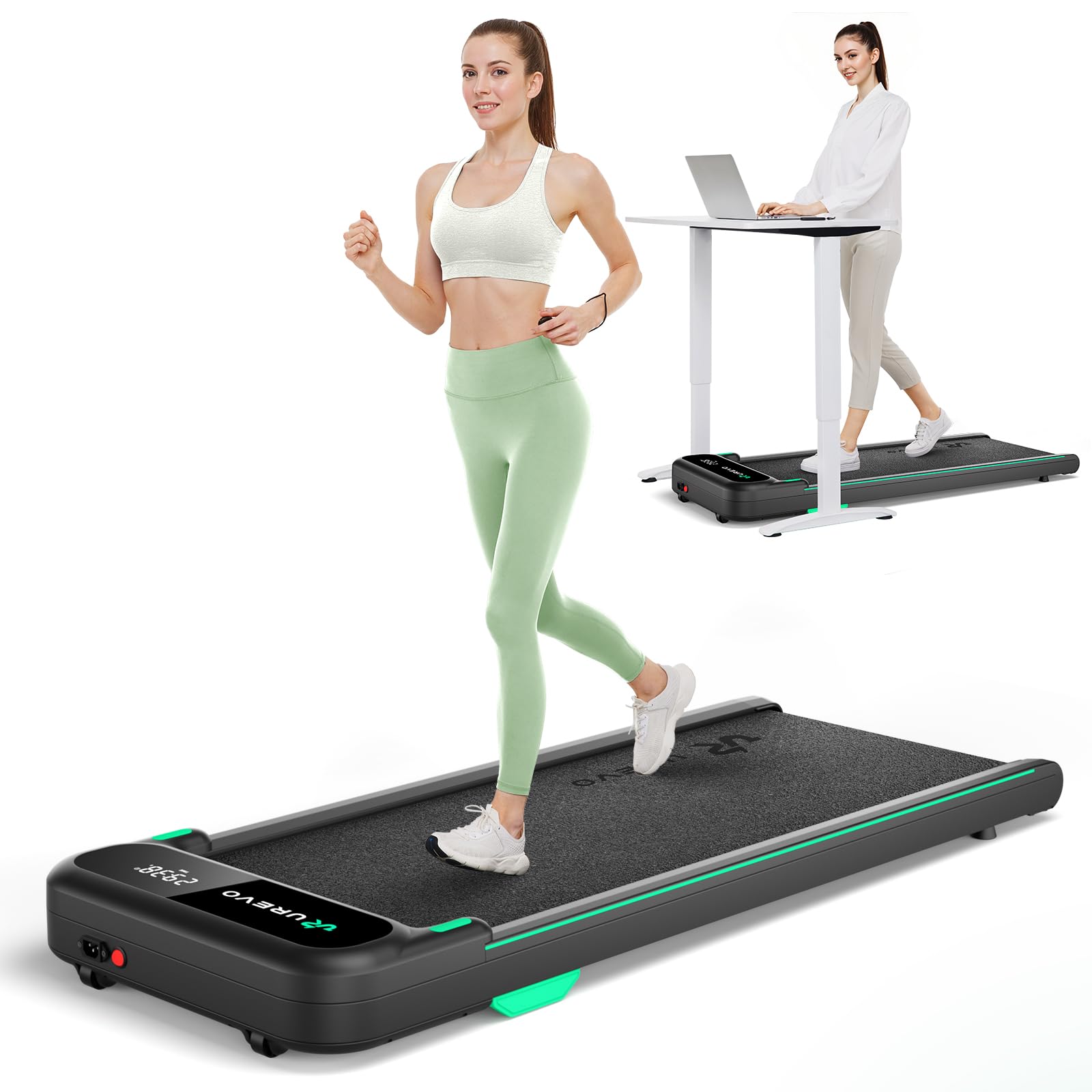UREVO Spacewalk E4 APP Walking Pad, Under Desk Treadmill for Home/Office, Portable Walking Treadmill, Walking Jogging Machine with APP 265 lbs Weight Capacity LED Display