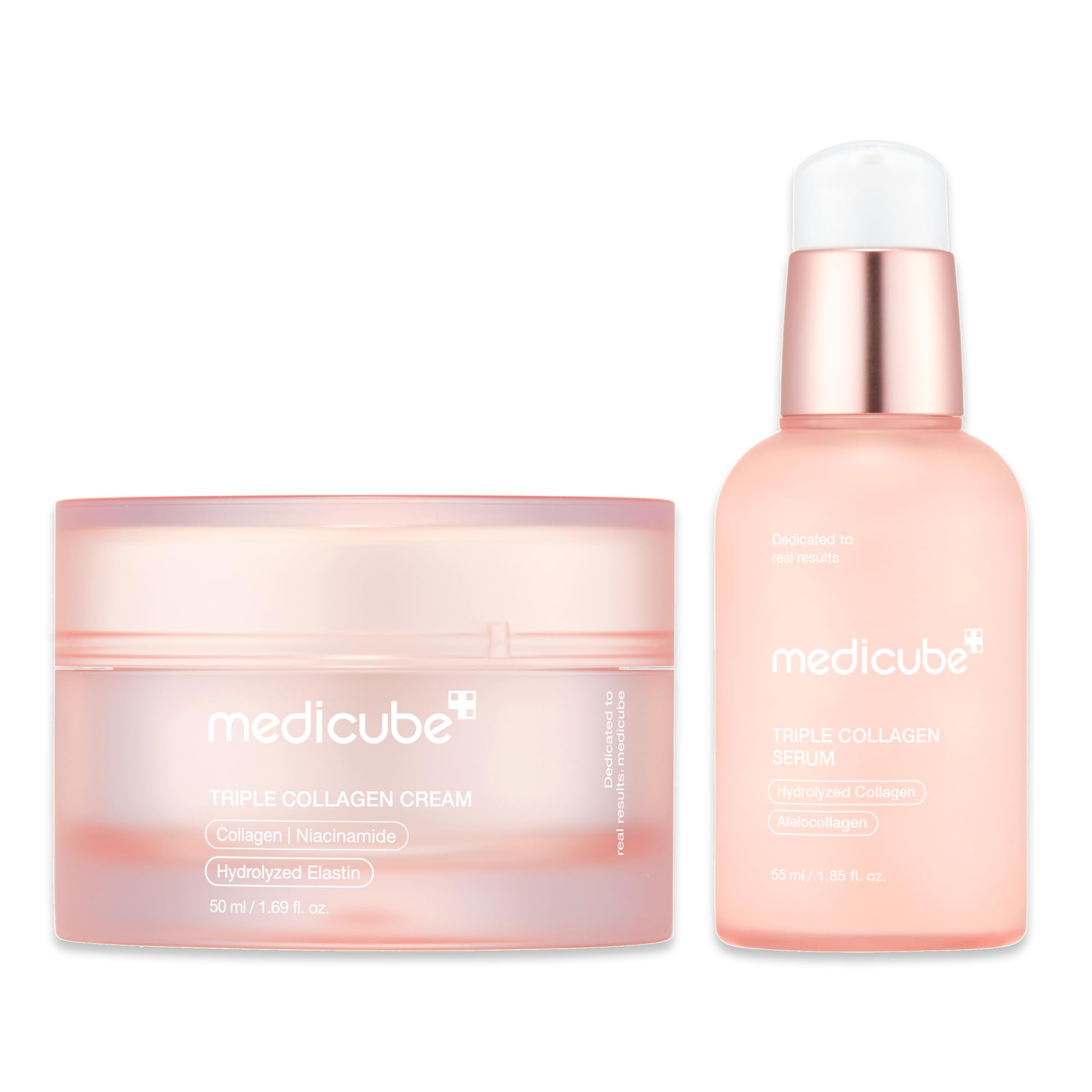 medicube Triple Collagen Nourish and Hydrate Duo: Triple Collagen Cream and Triple Collagen Serum | Niacinamide, Hyaluronic Acid for Glowing, Fimer-Looking Skin | Korean Skin Care
