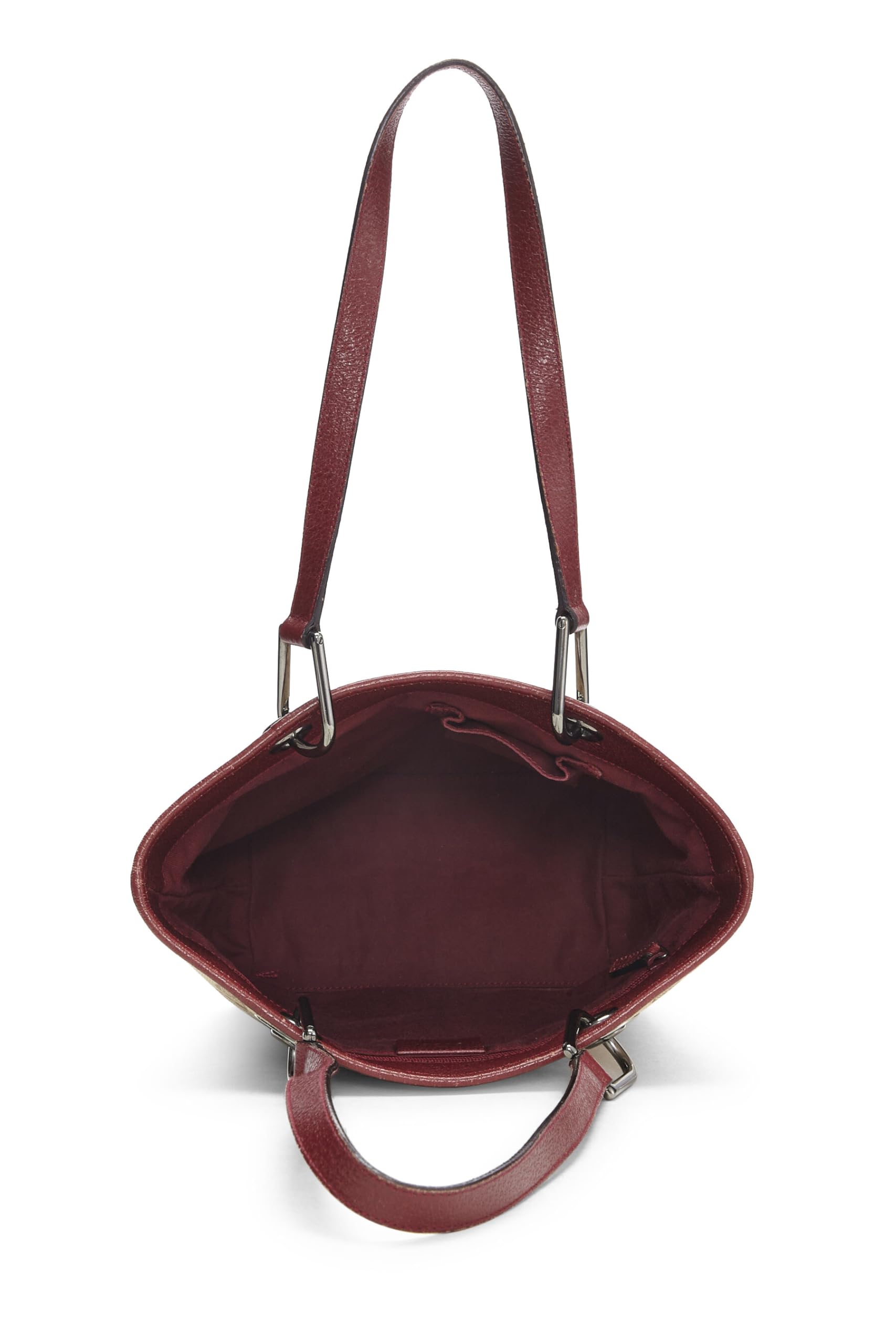 Gucci, Pre-Loved Burgundy Original GG Canvas Eclipse Bucket Bag Small, Burgundy