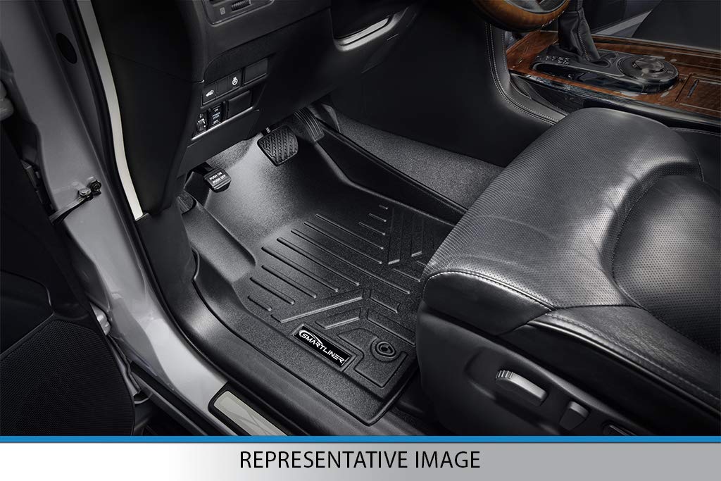 SMARTLINER Custom Fit Floor Mats 2 Rows and Cargo Liner Trunk Set Black Compatible with 2019-2020 Hyundai Santa Fe 5 Passenger Models