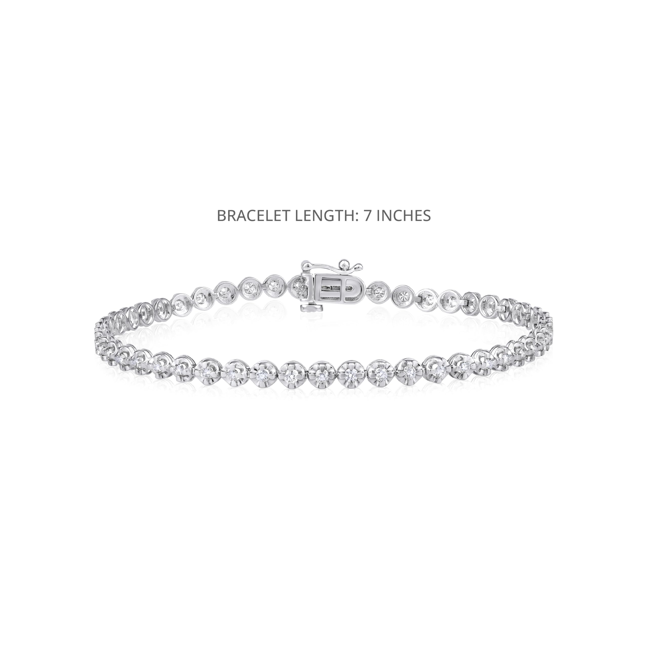 Beverly Hills Jewelers 3 Carat Lab Grown Diamond Tennis Bracelet for Women - 14k White Gold Bracelet for Her (D-E, VS1-VS2, 3.00 cttw) 7 Inches Long with Box With Tongue and Safety