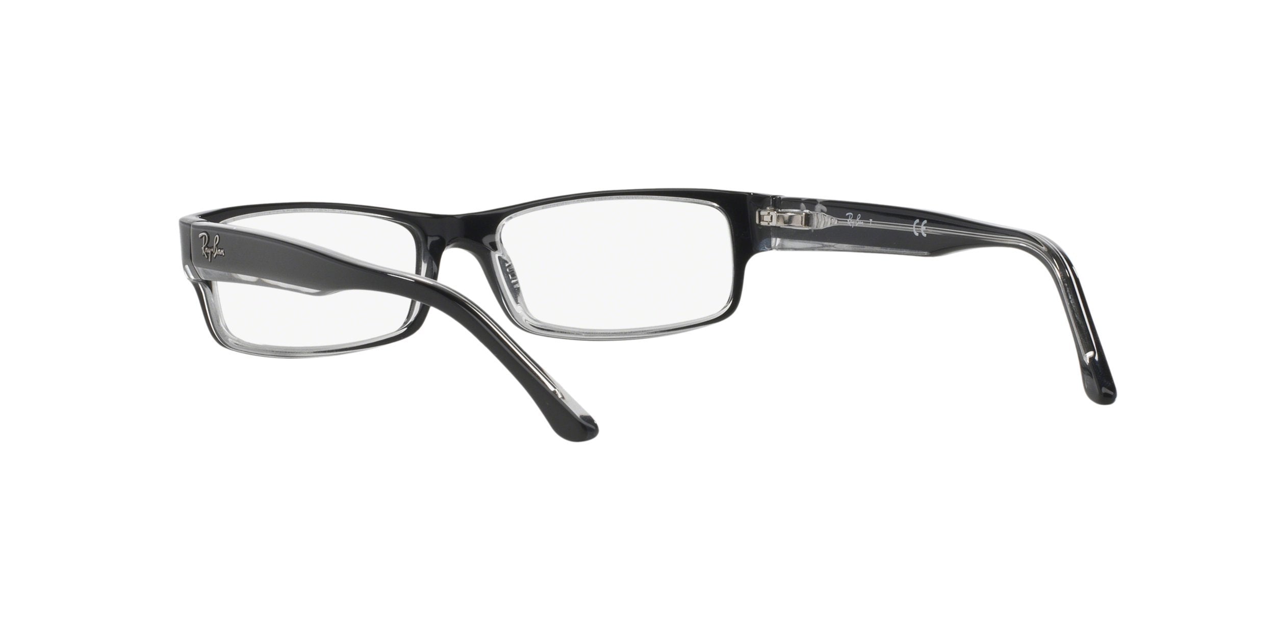 Ray-Ban RX5114 Rectangular Prescription Eyeglass Frames, Black On Transparent/Demo Lens, 54 mm