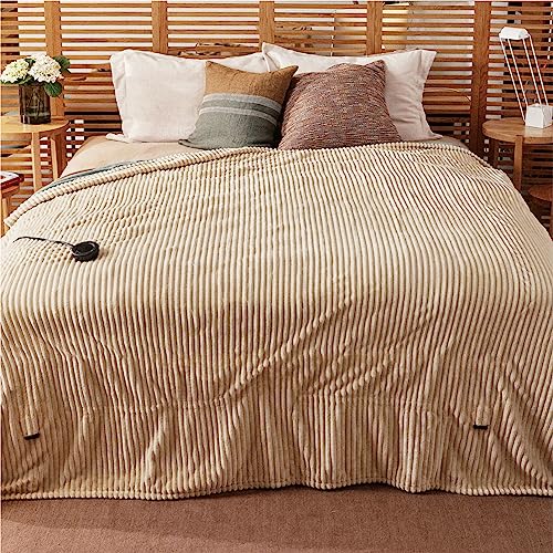 Heated Blanket 50''x60''-Soft and Comfortable Electric Throw,5 Heat Settings and 3H Auto Shut-Off Heating Blanket ETL&FCC Certification Machine Washable (Blue)