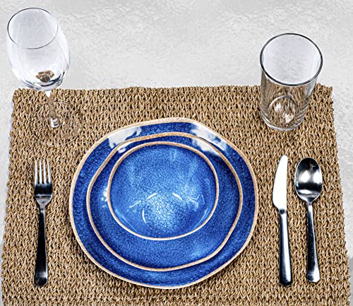 Prepara 12 Piece Melamine Dinnerware Set, Blue Ceramic