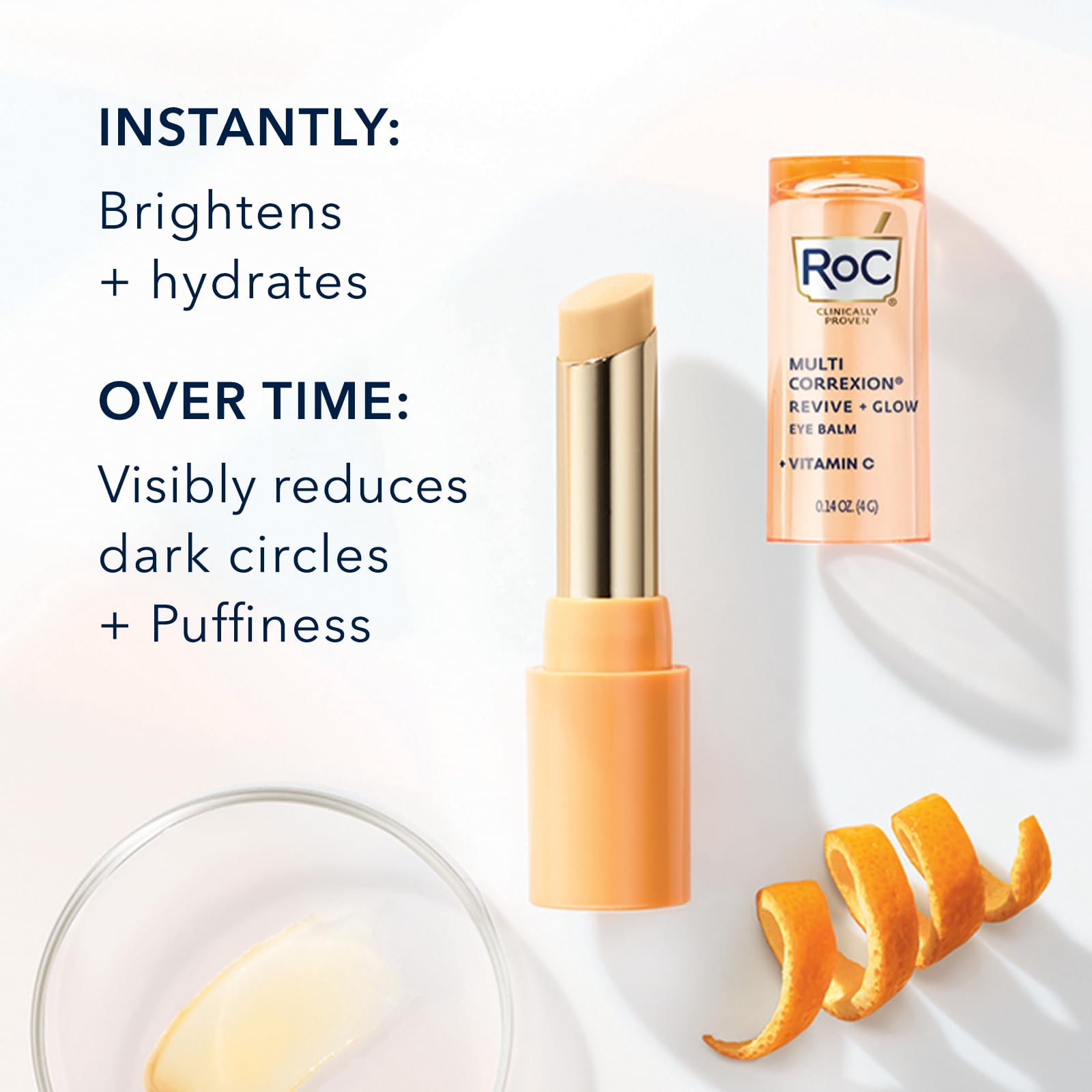 RoC Multi Correxion Revive + Glow Vitamin C Eye Balm, Skin Care Stocking Stuffers for Men & Women, (0.14 oz) with Retinol Eye Cream Packette