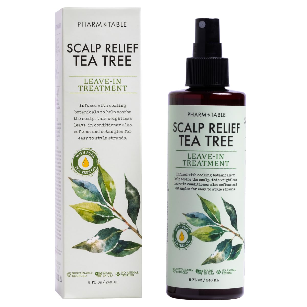 Scalp Relief Tea Tree Leave-In Conditioner, Relieve Itchy, Dry Scalp, Detangles Hair, 240ml/8 fl oz