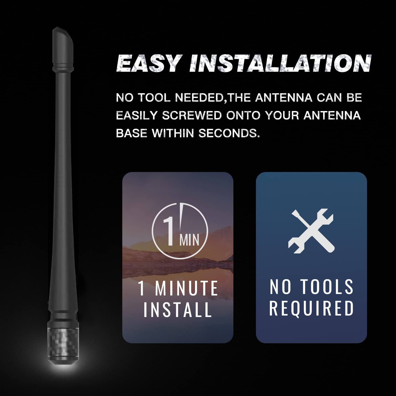 RYDONAIR Antenna Compatible with Toyota Tundra 2000-2024 & Toyota Tacoma 1995-2015 | 7 inches Flexible Rubber Antenna Replacement | Designed for Optimized FM/AM Reception