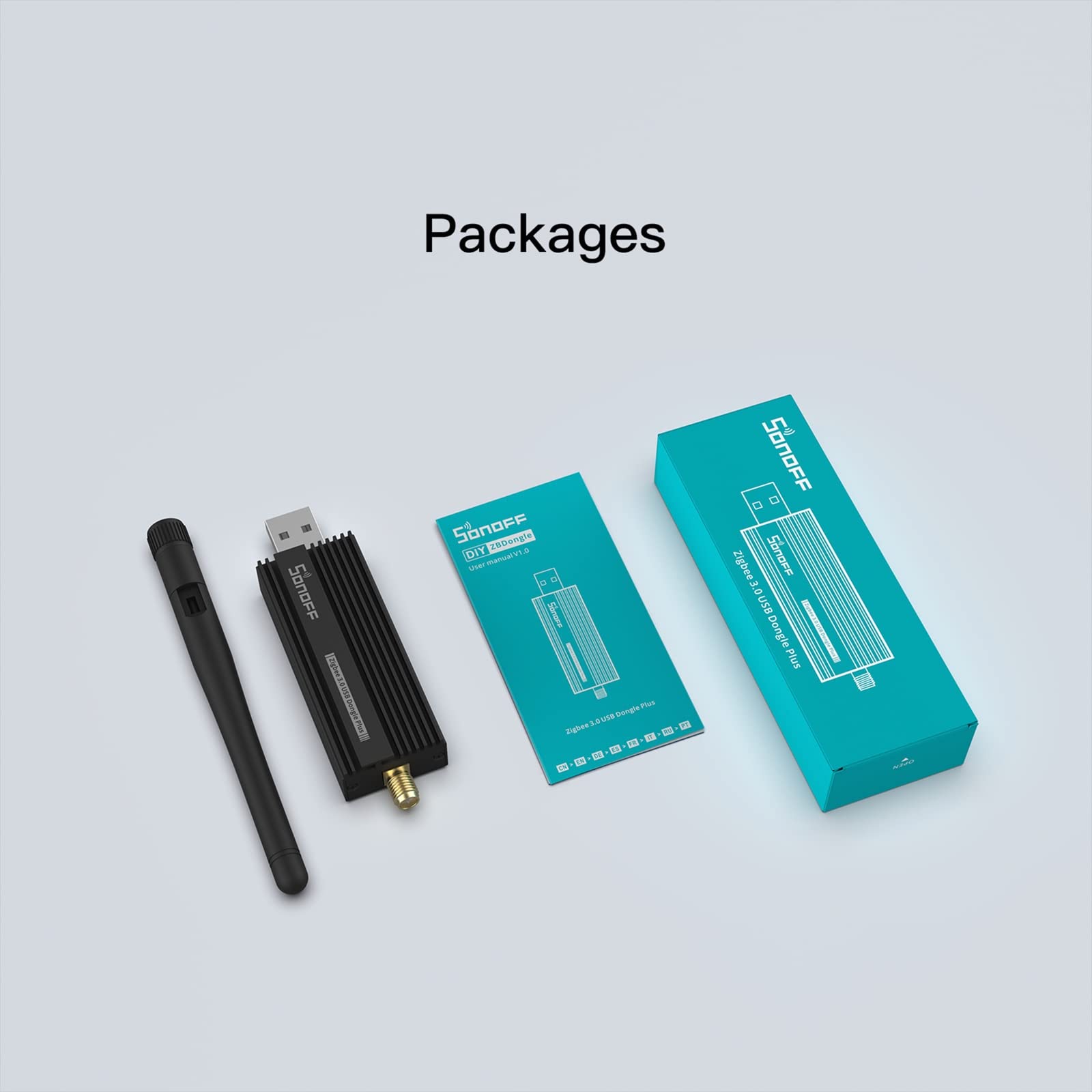SONOFF Zigbee 3.0 USB Dongle Plus Gateway, Universal Zigbee USB Gateway with Antenna for Home Assistant, IoBroker, Wireless Zigbee 3.0 USB Adapter(1 Pack)