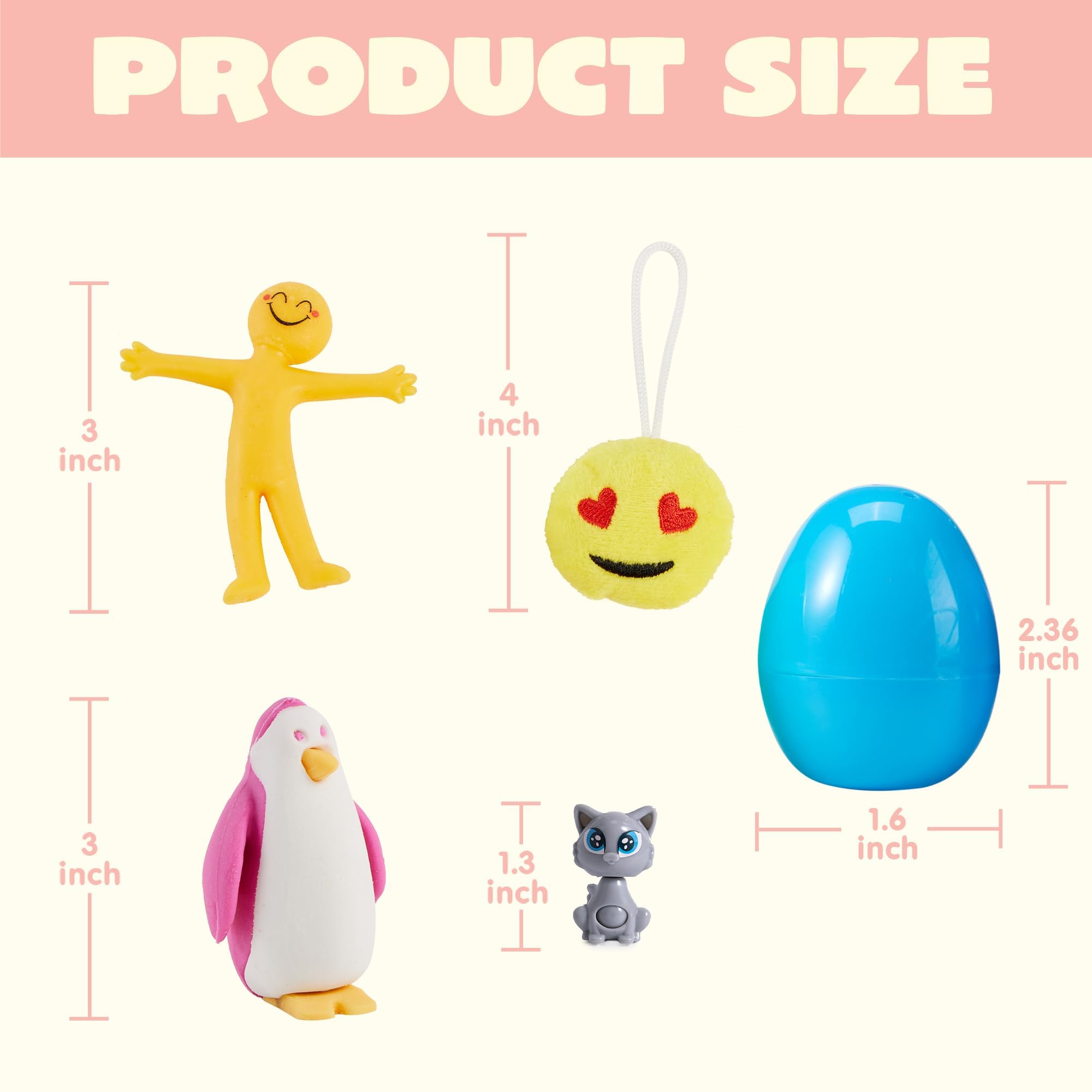 JOYIN 80 Packs Prefilled Easter Eggs with Toys and Stickers, Toys Fillers for Easter Egg Hunt, Basket Stuffers, Party Favors, Classroom Events