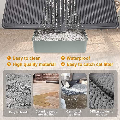 UPSKY Cat Litter Mat, Large Kitty Litter Trapping Mat Soft on Kitty Paws, Litter Box Mat Keep Floor Clean, 31" x 24" Waterproof and Washable Cat Litter Catcher Pad for Scatter Control