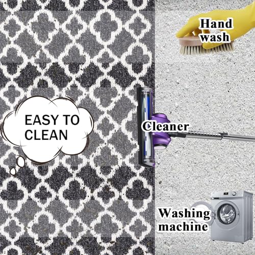 U'Artlines Runner Rug for Hallway 2×6feet Non Slip Kitchen Floor Carpet Runners Beige Geometric Pattern Machine Washable Area Rug for Entryway Bathroom