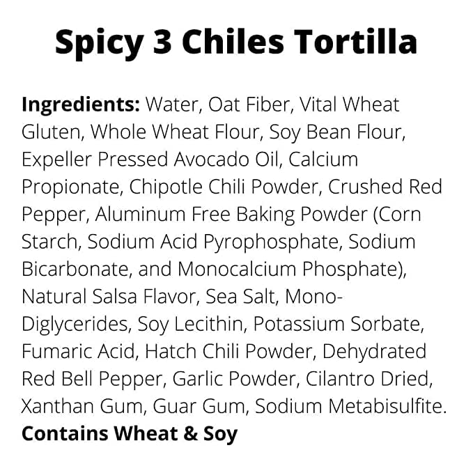 Mr. Tortilla Low Carb Keto Soft Taco Shells, Vegan Healthy Snacks & Bread Alternative, 1 Net Carb 15 Calories, Delicious Small Batch Kosher Wraps - (Spicy 3 Chiles, 24 Count)