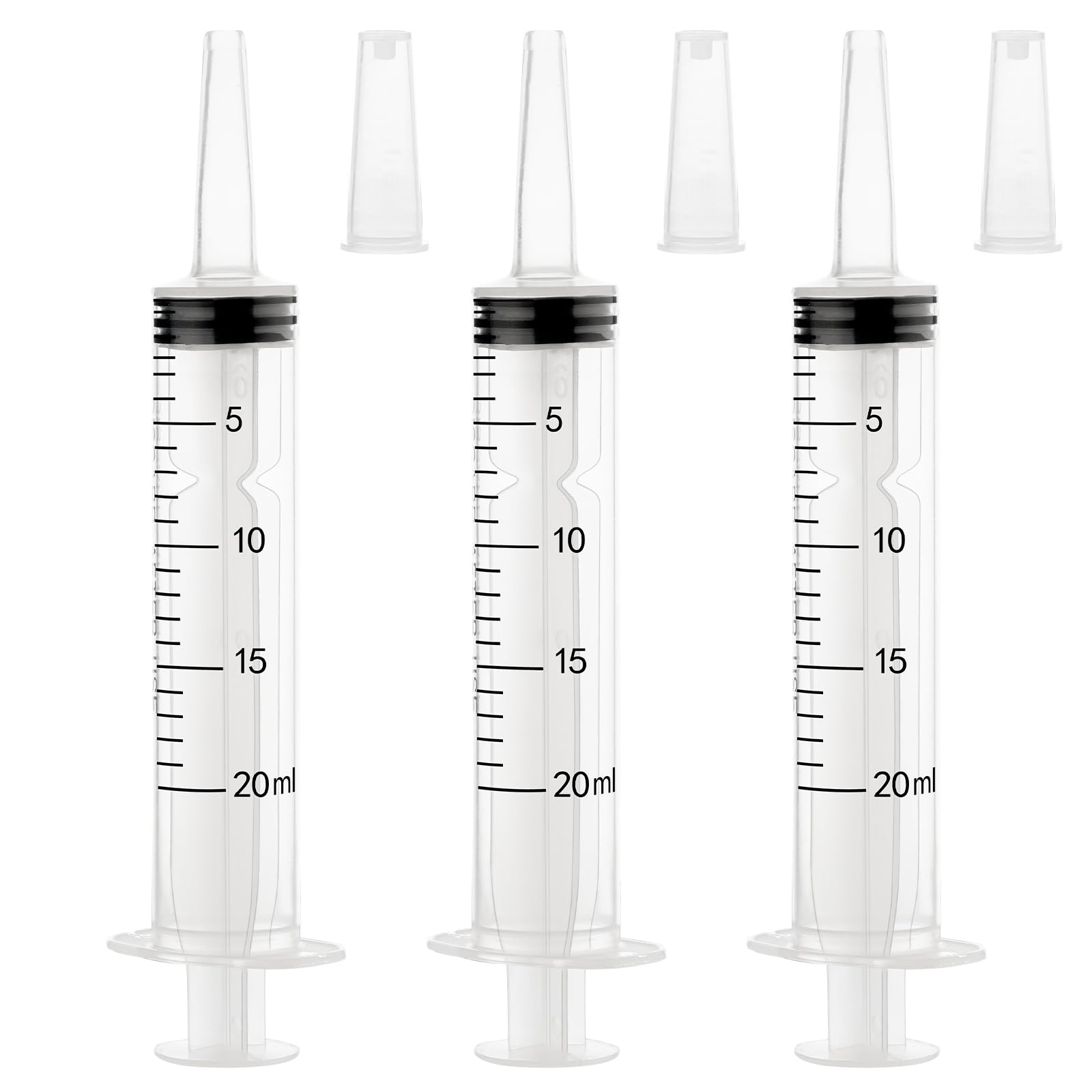 20ml Plastic Syringe with Cap, Syringes without Needle for Liquid, Scientific Labs, Measurement, Pet Feeding ,Ink Refilling ,Oil or Glue Applicator (3 Pack)