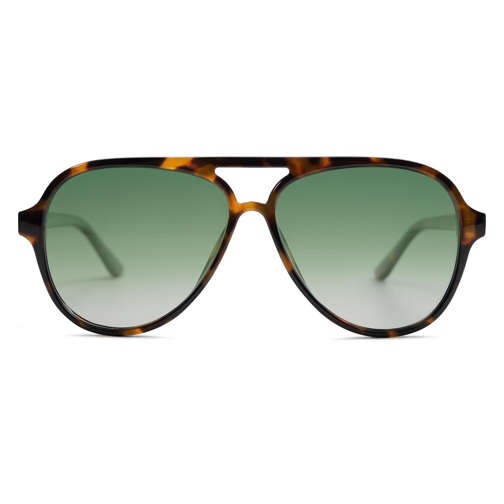 SOJOS Classic Polarized Aviator Sunglasses for Women Men, Retro Trendy Aviators Shades SJ2201, Tortoise/Gradient Green